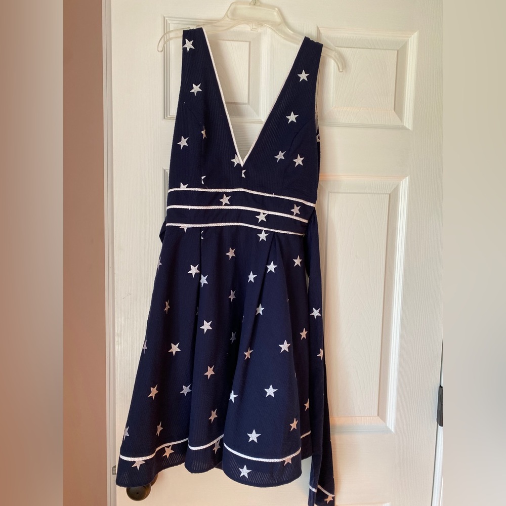 Patriotic Lauren James dress- Navy blue with White Stars Size XS